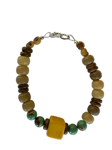 Agate and turquoise with bakelite tile