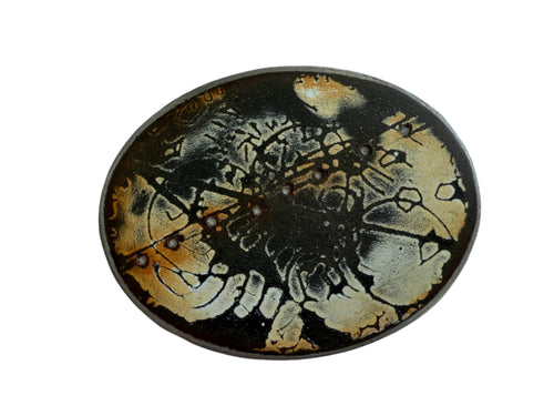 Enameled steel brooch 2