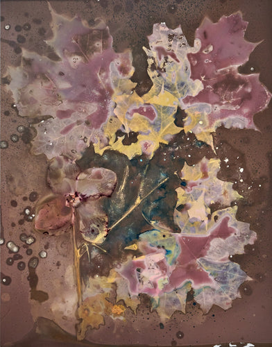 Green maple with cyclamen flower 11 x 14