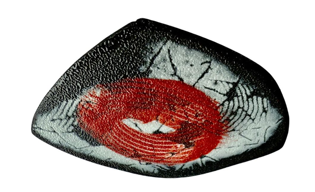 Red, black and white brooch 2