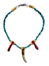 Load image into Gallery viewer, Turquoise coral antler necklace
