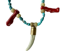 Load image into Gallery viewer, Turquoise coral antler necklace detail
