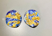 Load image into Gallery viewer, Circle enameled earrings with gold leaf
