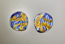 Load image into Gallery viewer, Circle enameled earrings with gold leaf
