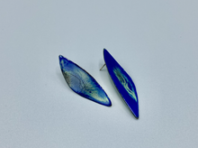Load image into Gallery viewer, Blue and green enameled earrings
